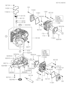 Cylinder And Crankcase Diagram and Parts List for FS600V-DS34  Cub Cadet Engine